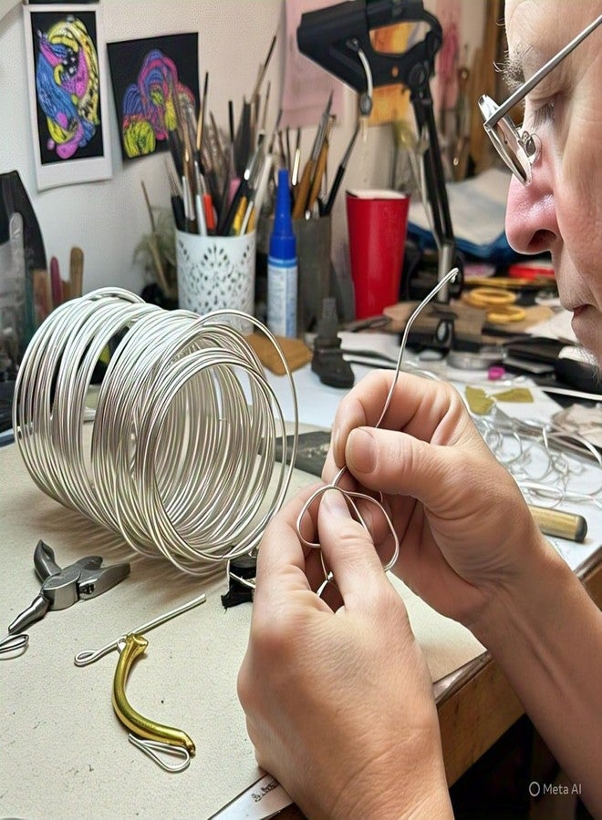 Glopro Store 33ft Aluminium Silver wires for crafts jewelry making clay modeling (1, 2.5mm) - Image 2